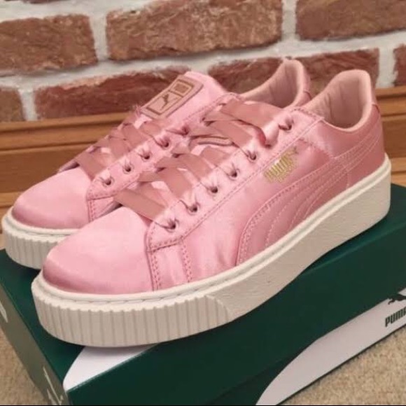 pink silk puma platform sneakers - Picture 2 of 3